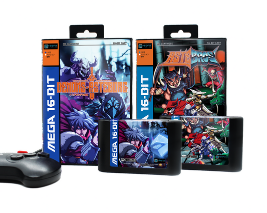 Demons of Asteborg + Astebros Boxed pack (Kassette mit gedrucktem Handbuch für Sega MegaDrive/Genesis I, II und III)