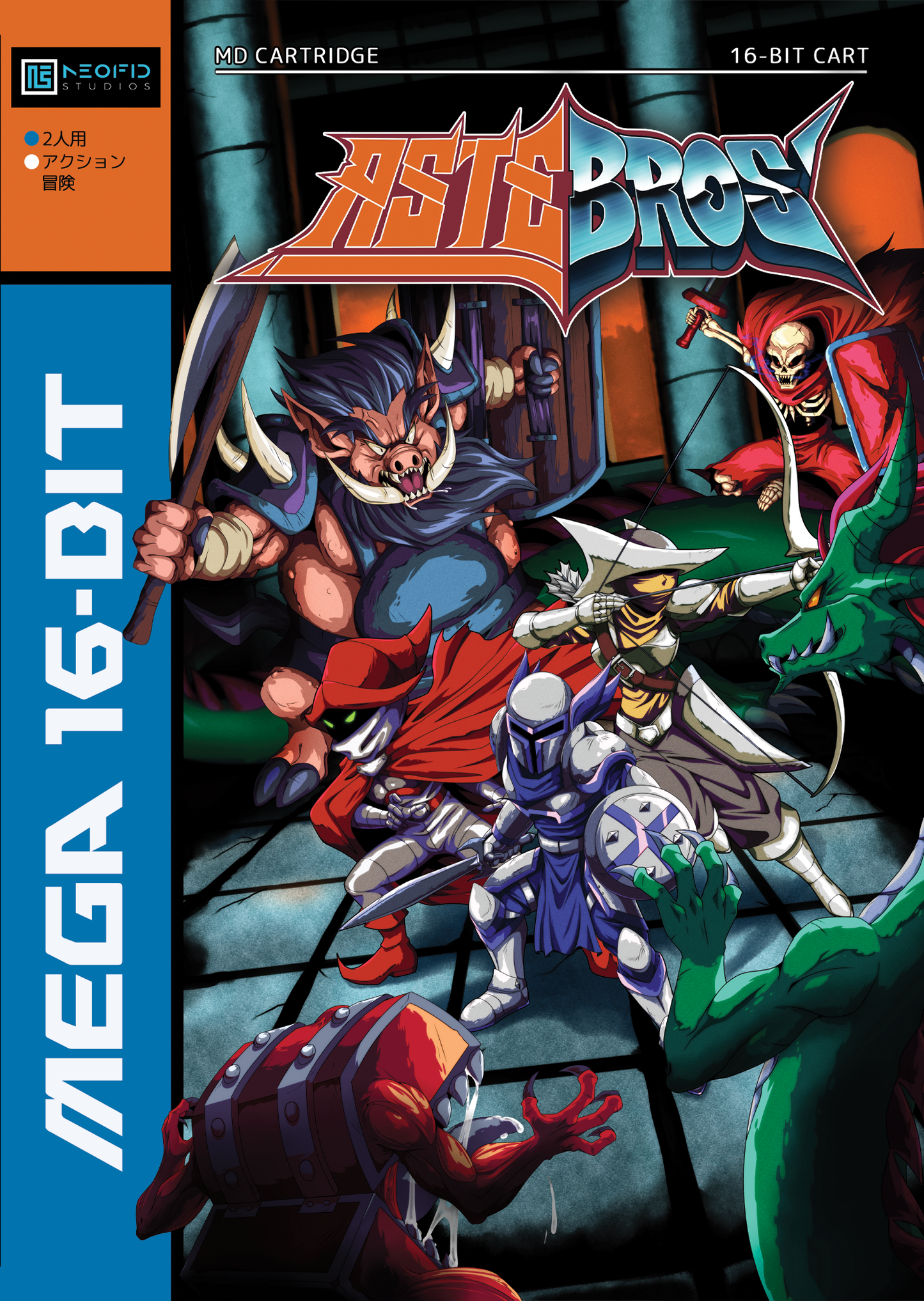 Demons of Asteborg + Astebros Boxed pack (cartucho en caja con manual impreso para Sega MegaDrive/Genesis I, II y III)